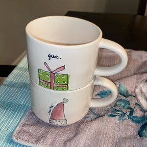 Rae Dunn bundle of 2 stackable mugs